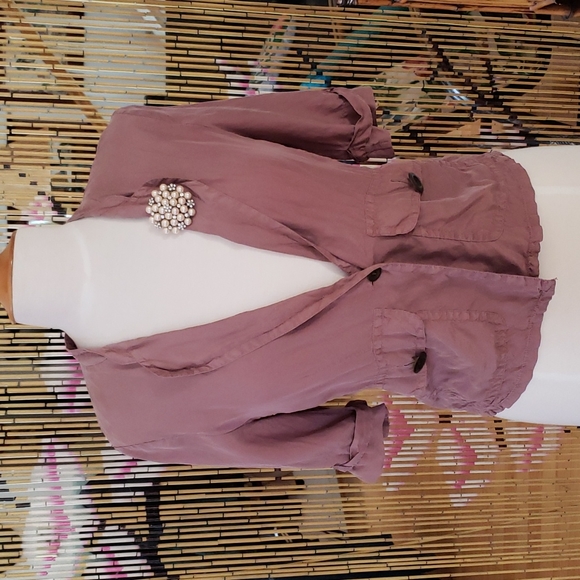 We The Free 100% Silk Short Sleeve Jacket Size 2 - Picture 12 of 12